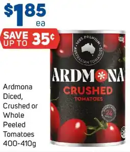 Foodland Ardmona Diced Crushed or Whole Peeled Tomatoes offer