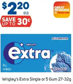Foodland Wrigleys Extra Single or 5 Gum offer