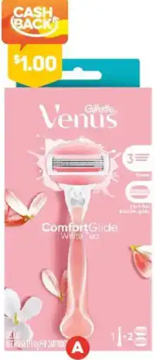 Foodland Gillette Venus Comfort Glide White Tea Razor + 2 Blades offer
