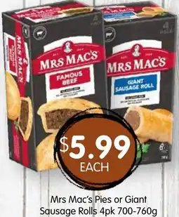 Spudshed Mrs Mac's Pies or Giant Sausage Rolls offer