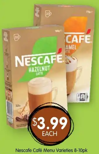 Spudshed Nescafe Café Menu Varieties offer