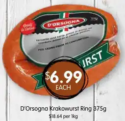 Spudshed D'Orsogna Krakowurst Ring offer
