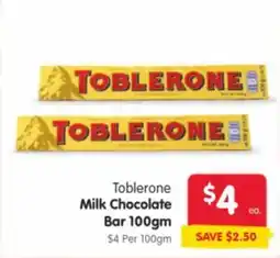 Spar Toblerone Milk Chocolate Bar offer