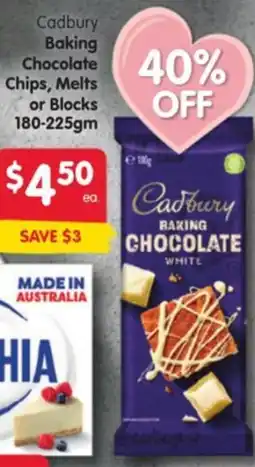 Spar Cadbury Baking Chocolate Chips Melts or Blocks offer