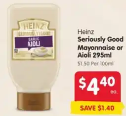 Spar Seriously Good Mayonnaise or Aioli offer