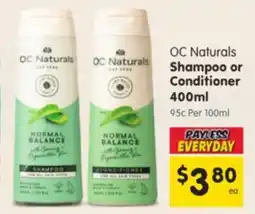 Spar Oc naturals shampoo or conditioner offer
