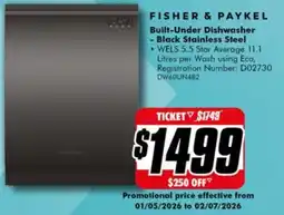 The Good Guys Built-Under Dishwasher Black Stainless Steel offer