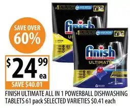Supabarn Finish ultimate all in 1 powerball dishwashing tablets offer