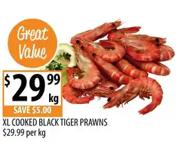Supabarn Xl cooked black tiger prawns offer