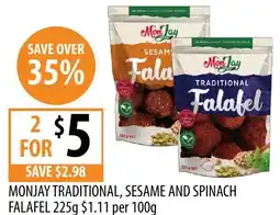 Supabarn Monjay traditional, sesame and spinach falafel offer
