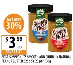 Supabarn Bega simply nuts smooth and crunchy natural peanut butter offer