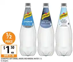 Supabarn Schweppes soft drinks, mixers and mineral water offer