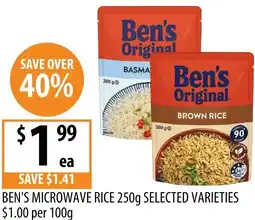 Supabarn Ben's microwave rice selected varieties offer