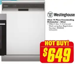 The Good Guys 60cm 14 Place Freestanding Dishwasher - Silver offer