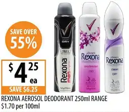 Supabarn Rexona aerosol deodorant range offer