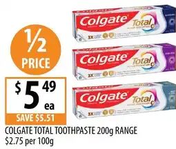 Supabarn Colgate total toothpaste range offer