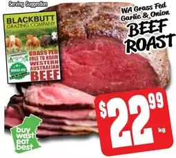 Farmer Jack's Wa grass fed garlic & onion beef roast offer