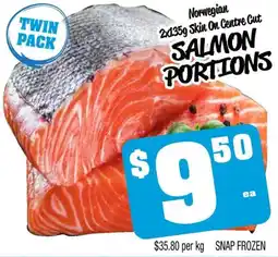 Farmer Jack's Norwegian skin on centre cut salmon portions offer