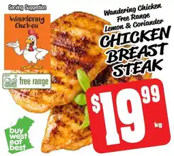 Farmer Jack's Wandering chicken free range lemon & coriander chicken breast steak offer