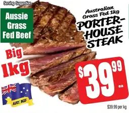 Farmer Jack's Aussie grass fed beef porter- house steak offer