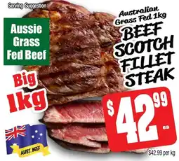 Farmer Jack's Australian Grass Fed BEEF SCOTCH FILLET STEAK offer