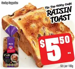 Farmer Jack's Tip top café raisin toast offer