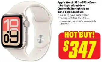 Apple Watch SE 3 (GPS) 40mm -Starlight Aluminium Case with Starlight Sport Band Small/Medium