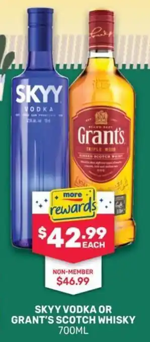 Skyy vodka or grants scot risky