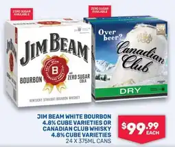 SipnSave Jim beam white bourbon 4.8% cube varieties or canadian club whisky 4.8% cube varieties offer