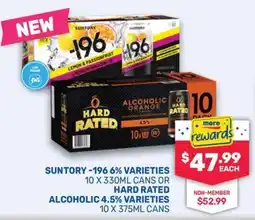 SipnSave Suntory -196 6% hard rated alcoholic 4.5% offer