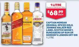 SipnSave Captain morgan original spiced gold, johnnie walker red label scotch whisky, bundaberg up rum or gordon's london dry gin offer