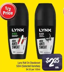 Farmer Jack's Lynx Roll On Deodorant offer
