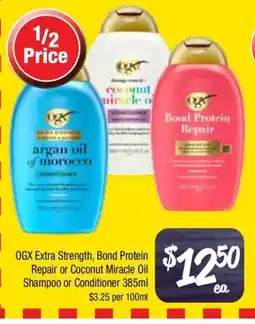 Farmer Jack's OGX Extra Strength, Bond Protein Repair or Coconut Miracle Oil Shampoo or Conditioner offer