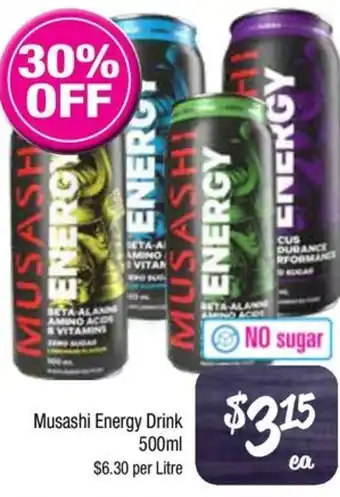 Farmer Jack's Musashi Energy Drink offer
