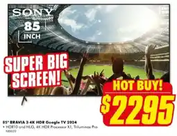 The Good Guys Sony 85" BRAVIA 3 4K HDR Google TV 2024 offer