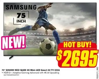 The Good Guys Samsung 75" QN80H NEO QLED 4K Mini-LED Smart AI TV 2026 offer