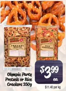 Farmer Jack's Olympic Party Pretzels or Rice Crackers offer
