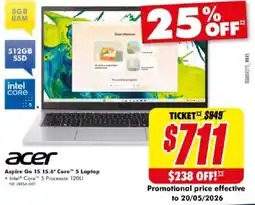 The Good Guys acer Aspire Go 15 15.6" Core 5 Laptop offer
