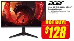 The Good Guys acer Nitro 24" FHD 144Hz VG240Y Gaming Monitor offer