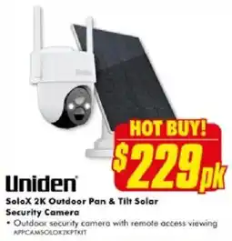 The Good Guys Uniden SoloX 2K Outdoor Pan & Tilt Solar Security Camera offer