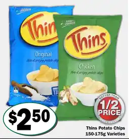 Friendly Grocer Thins Potato Chips Varieties offer