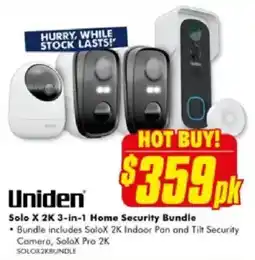 The Good Guys Uniden Solo X 2K 3-in-1 Home Security Bundle offer