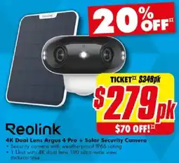 The Good Guys Reolink 4K Dual Lens Argus 4 Pro + Solar Security Camera offer