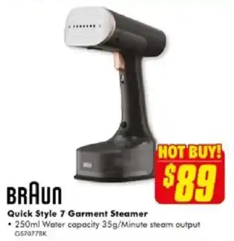 The Good Guys BRAUN Quick Style 7 Garment Steamer offer