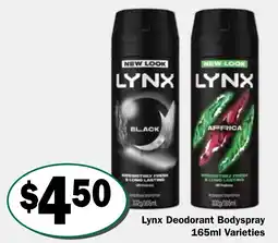 Friendly Grocer Lynx Deodorant Bodyspray Varieties offer