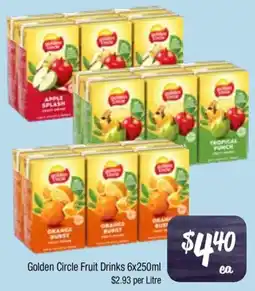 Farmer Jack's Golden Circle Fruit Drinks offer