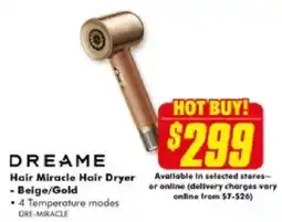 The Good Guys DREAME Hair Miracle Hair Dryer - Beige/Gold offer