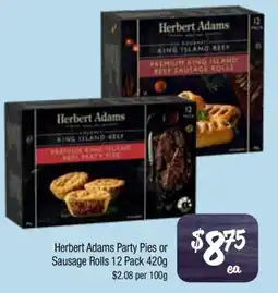 Farmer Jack's Herbert Adams Party Pies or Sausage Rolls offer