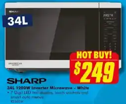 The Good Guys SHARP 34L 1200W Inverter Microwave - White offer