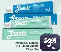 Farmer Jack's Grants Natural Toothpaste offer